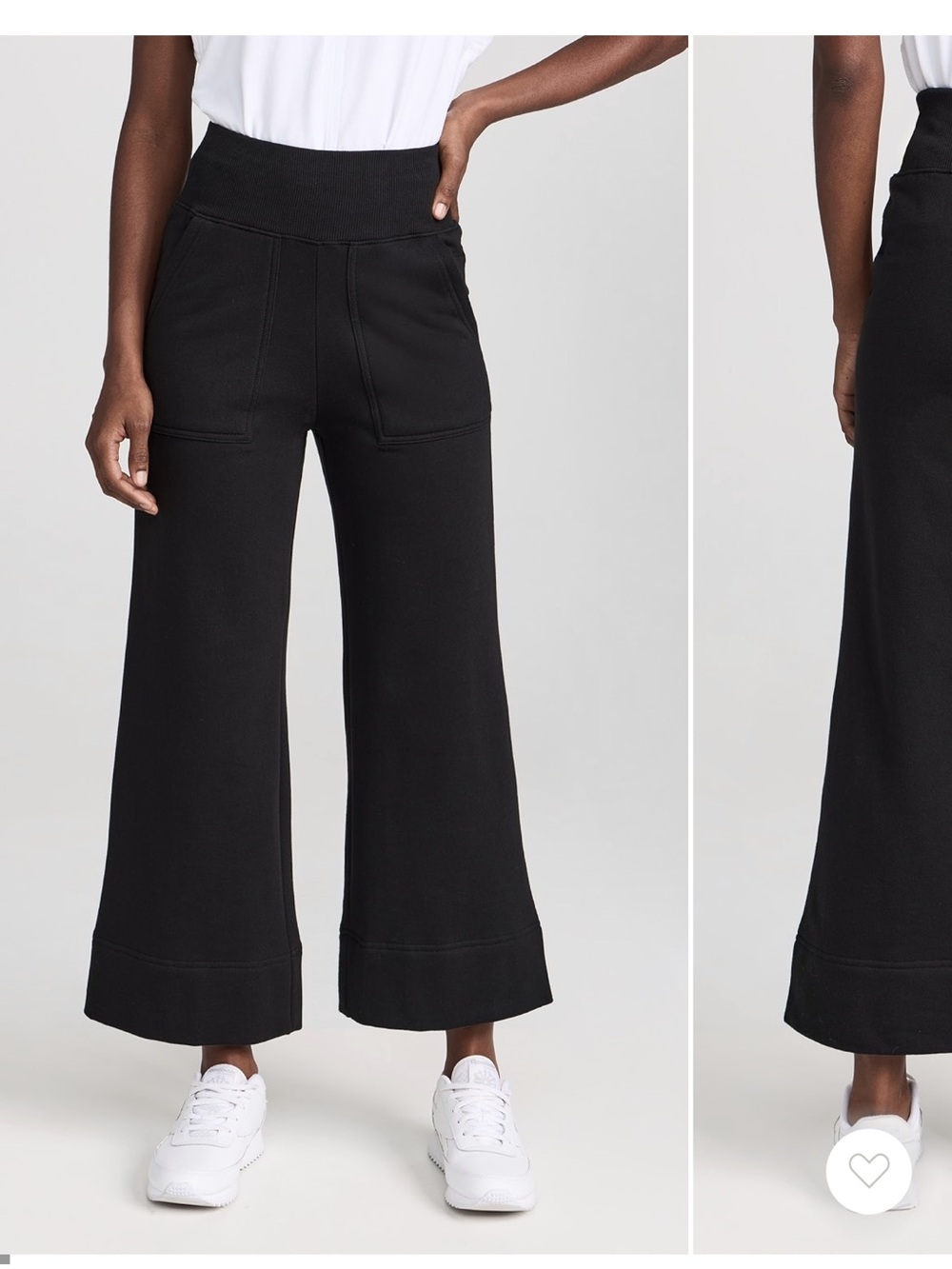 Elastic-Waist Black Wide-Leg Pull-On Pants
